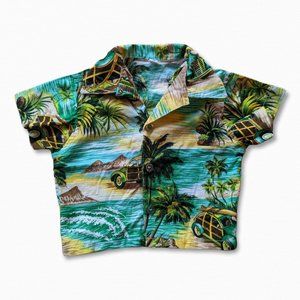 Vintage Baby Hawaiian Beach Button Down Top Blouse Shirt